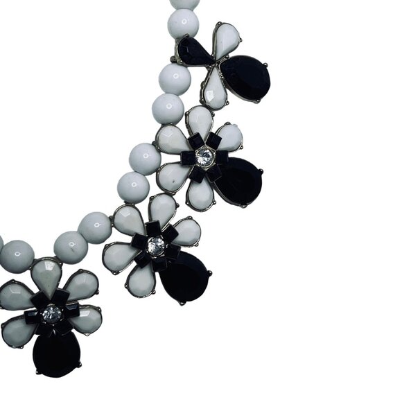 Charming Charlie Gold Tone, Black, White & Clear Floral Statement Necklace - Picture 4 of 6